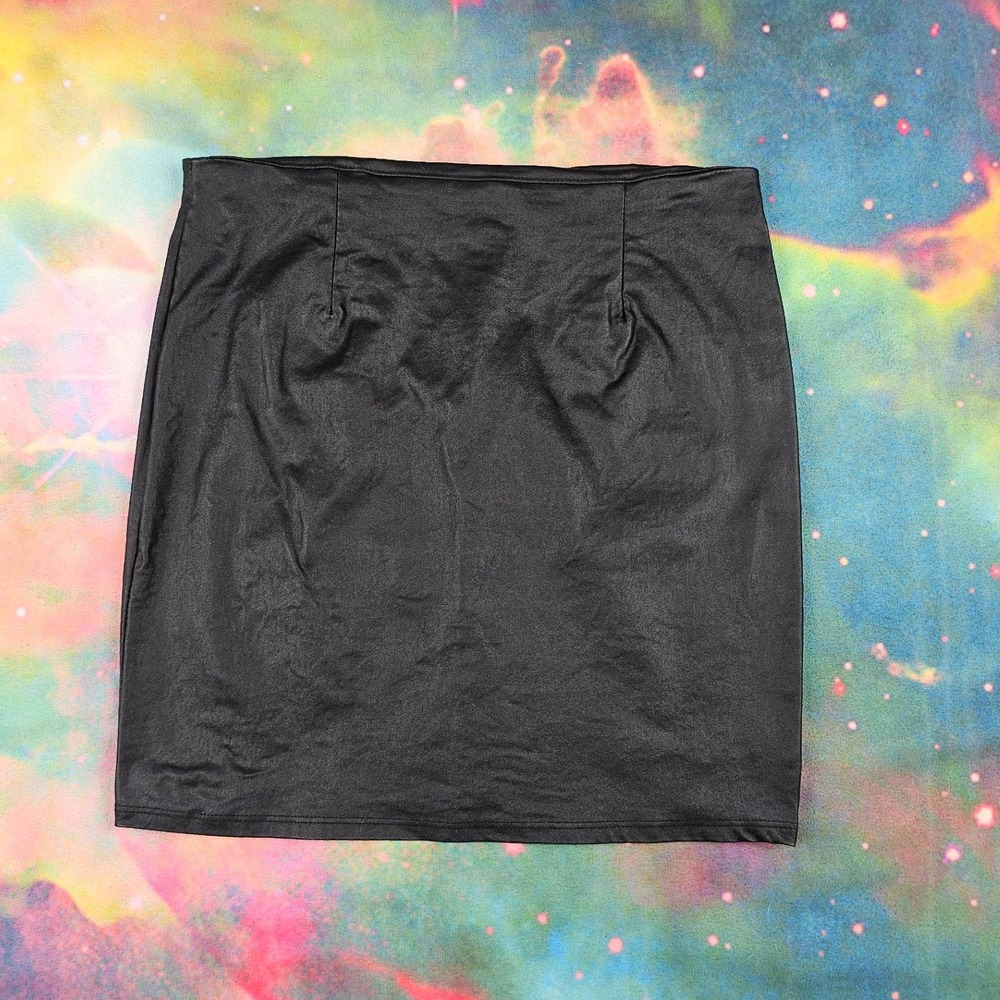Windsor Faux Leather Mini Skirt Womens M Black Excellent Back Zip High Waist
